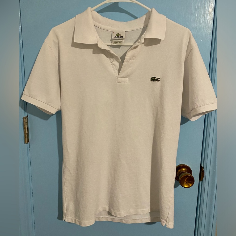 White Lacoste Collared Shirt, 4